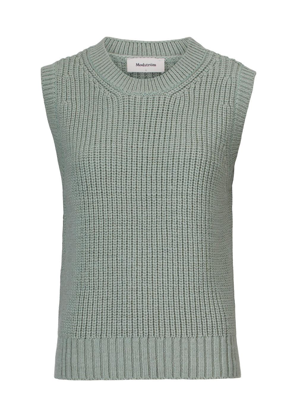 Modströms Timme vest - Sage. Køb strik her.