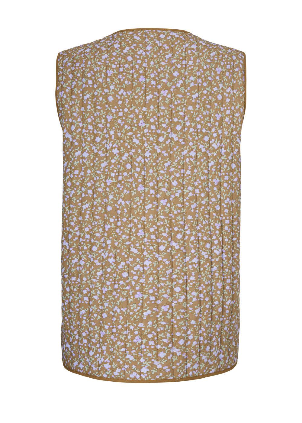 Tonni print vest - Camel Tulip