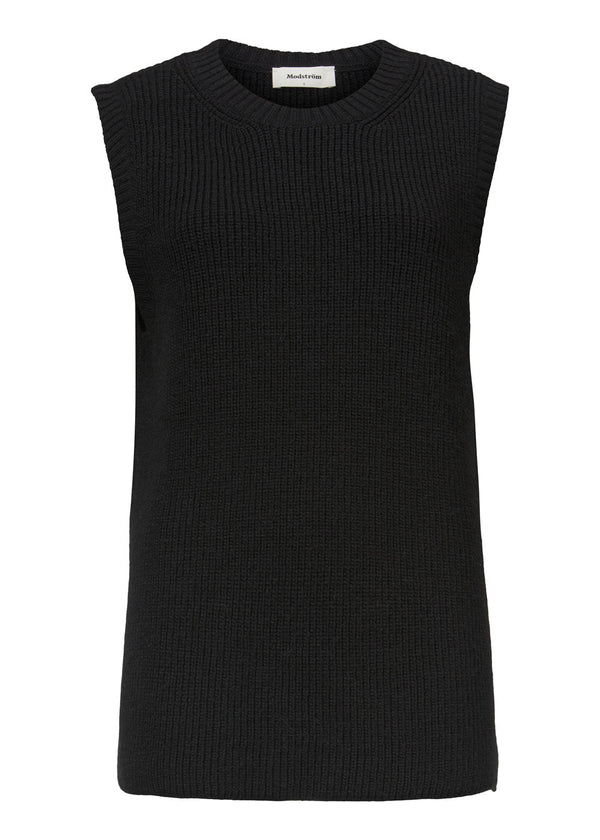 Modströms Trey vest - Black. Køb strik her.