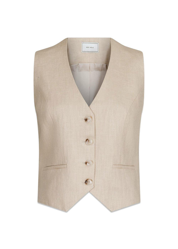 Neo Noirs Vendetta Heavy Linen Vest - Sand. Køb veste her.