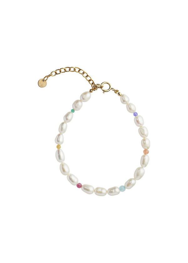 Stine A's White Pearls and Candy Stones - Gold. Køb armbånd her.