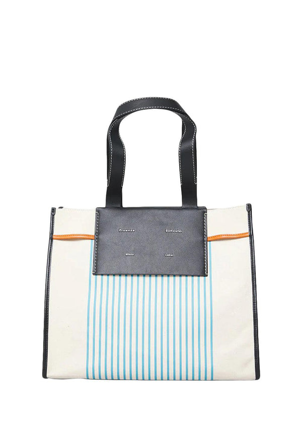 Proenza Schoulers XL Morris Stripe Canvas Tote - Natural/Cornflower. Køb designertasker||skuldertasker||tote bag her.