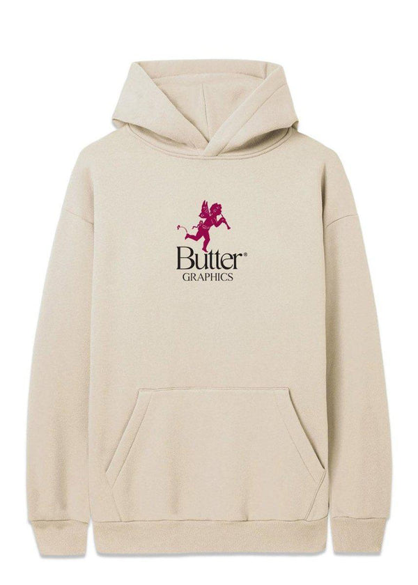 Butter Goods' pixie logo pullover hood - Bone. Køb hoodies her.