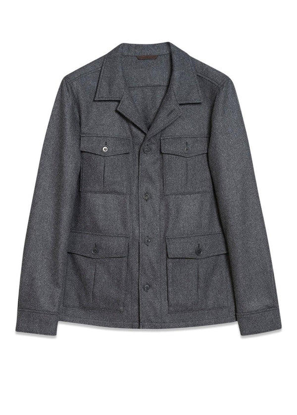 Oscar Jacobsons Safari Shirt Jacket - Dark Grey. Køb shirts her.