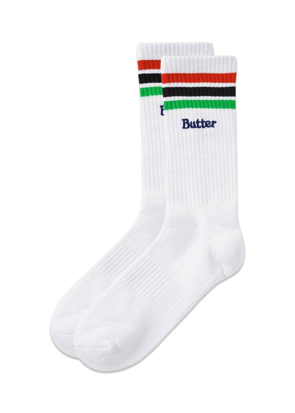 Butter Goods' stripe socks - White. Køb socks/stockings her.
