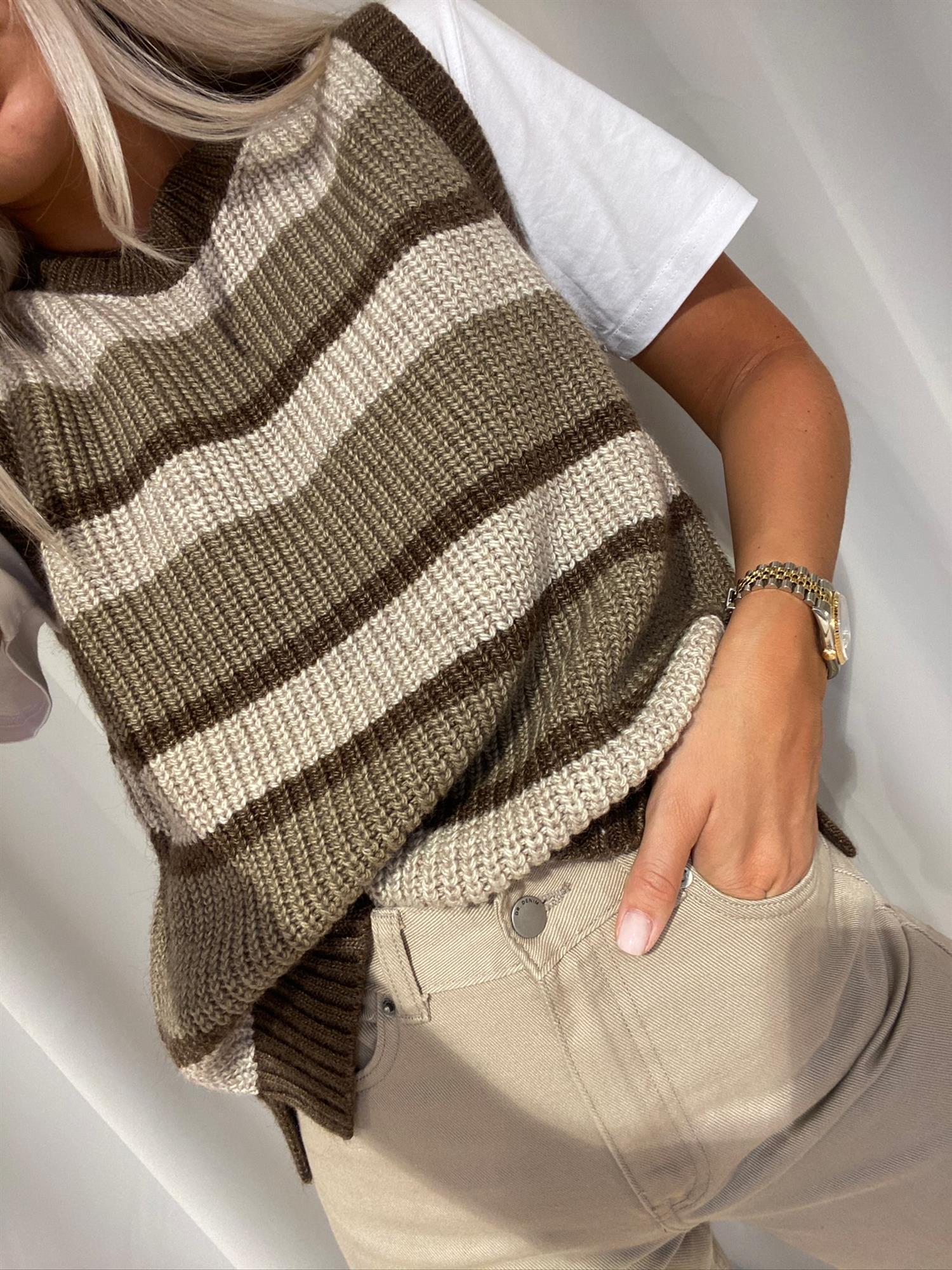 Timme stripe vest - Beige Stripe