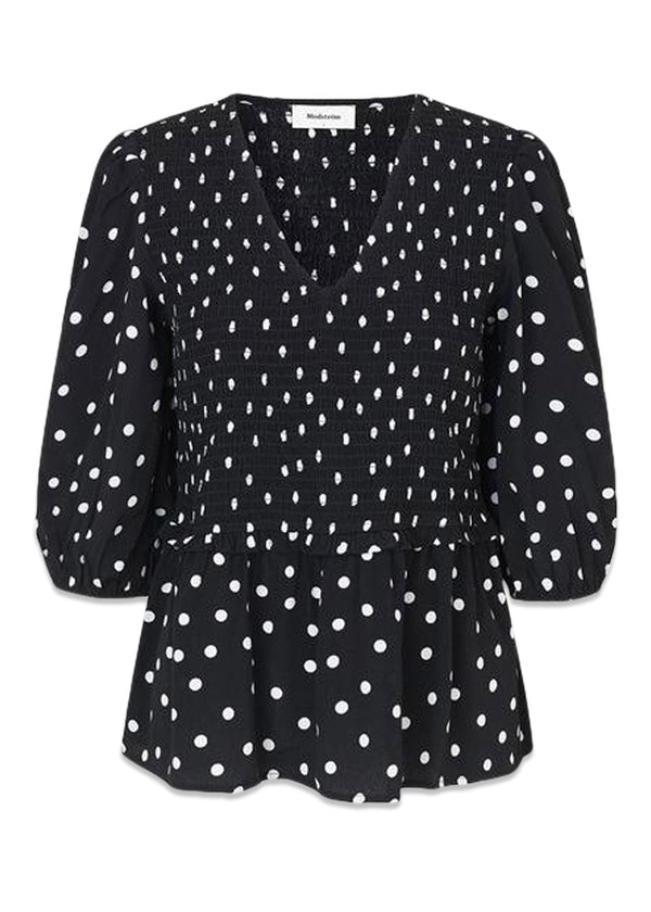 Modströms Tomme print top - Bold Dot Black. Køb toppe her.