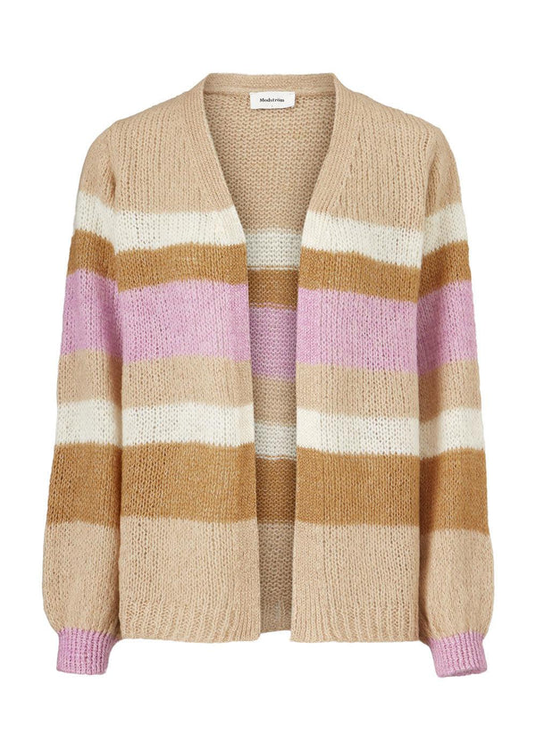 Modströms Totti cardigan - Camel Multi Stripe. Køb strik her.