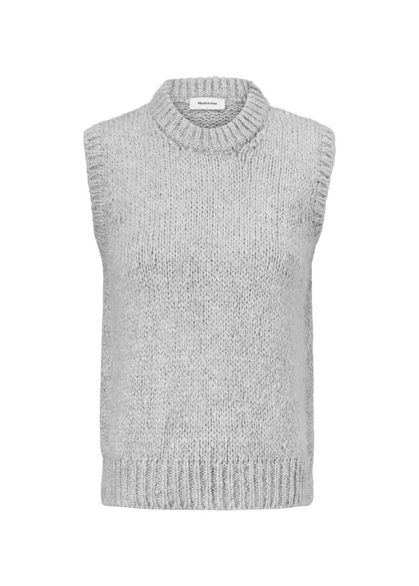 Modströms Valentia vest - Grey Melange. Køb strik her.